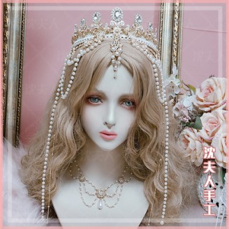 Handmade The Fairy Crystal & Pearl Lolita Headpiece + Choker Set (SL10)